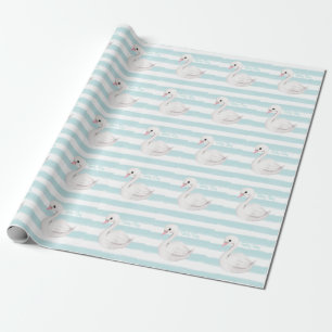 Baby Boy Script Blue Stripe Baby Dusche Geschenkpapier