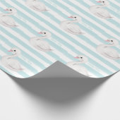 Baby Boy Script Blue Stripe Baby Dusche Geschenkpapier (Ecke)