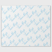Baby Boy Script Blue Twin Boys Baby Geschenkpapier (Flach)