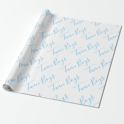 Baby Boy Script Blue Twin Boys Baby Geschenkpapier (Ungerollt)
