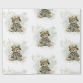 Baby Boy Script Hunter Teddy Bear Baby Shower Geschenkpapier (Flach)