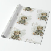 Baby Boy Script Hunter Teddy Bear Baby Shower Geschenkpapier (Ungerollt)