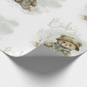 Baby Boy Script Hunter Teddy Bear Baby Shower Geschenkpapier (Ecke)