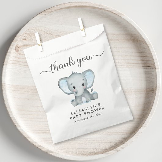 Baby Boy Shower Blue Elephant Vielen Dank Geschenktütchen