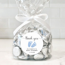 Baby Boy Shower Blue Feet Vielen Dank Runder Aufkleber
