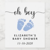 Baby Boy Shower Blue Feet Weinetikett (Einzelnes Label)