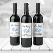 Baby Boy Shower Blue Feet Weinetikett