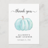 Baby Boy Shower Blue Pumpkin Vielen Dank Postkarte (Vorderseite)