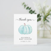 Baby Boy Shower Blue Pumpkin Vielen Dank Postkarte (Stehend Vorderseite)