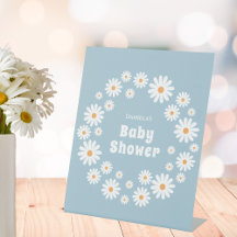 Baby Boy Shower Blume Power Daisy Wreath Blue