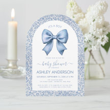 Baby Boy Shower Bogen Blau Weiß Florales Muster Ar