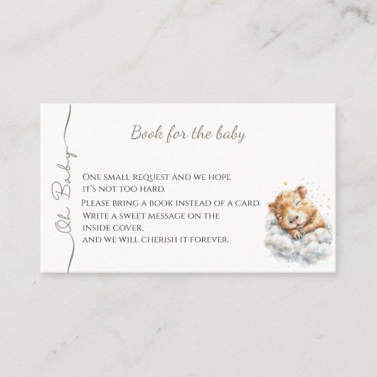 Baby Boy Shower • Book for Baby Card • Capybara Visitenkarte (Vorderseite)