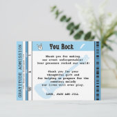 BABY BOY SHOWER CONCERT TICKET DANKEN DANKESKARTE (Stehend Vorderseite)