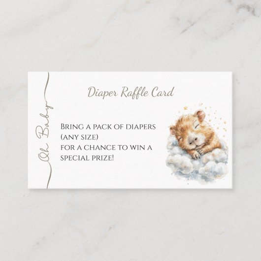 Baby Boy Shower • Diaper Raffle Card • Capybara Visitenkarte (Vorderseite)