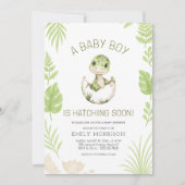 Baby Boy Shower Dinosaur All in One Einladung (Vorderseite)