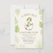 Baby Boy Shower Dinosaur Hatching Soon  Einladung (Vorderseite)