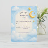 Baby Boy Shower Einladung - Blue Elegante Design (Stehend Vorderseite)
