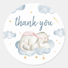 Baby Boy Shower Fevor Circle Stickers - Elephant