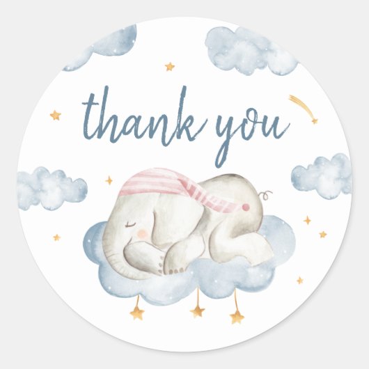 Baby Boy Shower Fevor Circle Stickers - Elephant (Vorderseite)