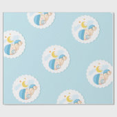 Baby Boy Shower Gift Wrap Cute Boy Blue Geschenkpapier (Flach)