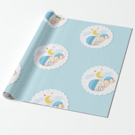 Baby Boy Shower Gift Wrap Cute Boy Blue Geschenkpapier