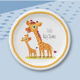 Baby Boy Shower Giraffe Paper Party Plate Pappteller