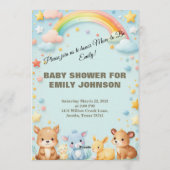 Baby Boy Shower Invitation Cartoon Animals Einladung (Rückseite)