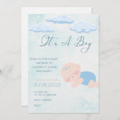 Baby boy Shower Invitation Einladung (Vorne/Hinten)