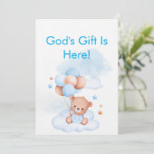 Baby Boy Shower Invite With Christian Bible Verse Einladung (Stehend Vorderseite)