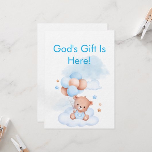 Baby Boy Shower Invite With Christian Bible Verse Einladung (Vorderseite/Rückseite Beispiel)