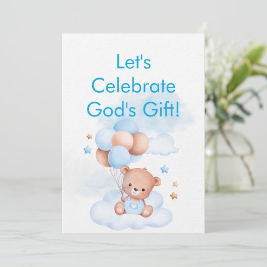 Baby Boy Shower Invite With Christian Bible Verse Einladung (Stehend Vorderseite)