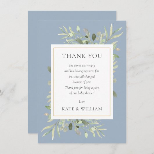 Baby Boy Shower Poem Spring Verlasse Grünflächen Dankeskarte (Vorne/Hinten)