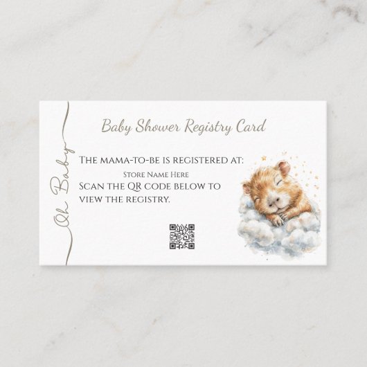 Baby Boy Shower • Registry Card • Capybara Visitenkarte (Vorderseite)