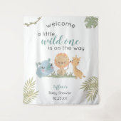 Baby Boy Shower Safari Tiere Hintergrundzeichen Wandteppich (Vorderseite)