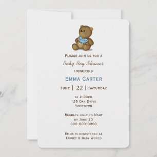 Baby Boy Shower Teddy Bear Einladung