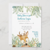 Baby Boy Shower Woodland Forest Deer Forest Gray Einladung (Vorderseite)