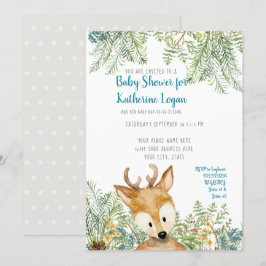 Baby Boy Shower Woodland Forest Deer Forest Gray Einladung