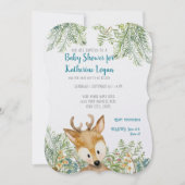Baby Boy Shower Woodland Tiere Hirschwald Ferns Einladung (Vorderseite)