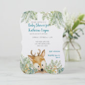 Baby Boy Shower Woodland Tiere Hirschwald Ferns Einladung (Stehend Vorderseite)