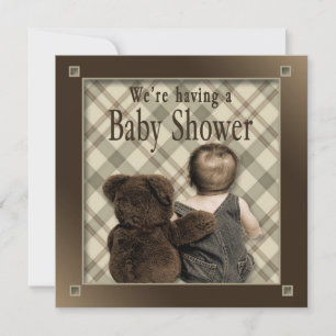 BABY BOY SHOWING INVITATION - BABY UND TEDDY BEAR EINLADUNG
