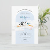 Baby Boy Special Delivery Stork Baby Dusche Einladung (Stehend Vorderseite)