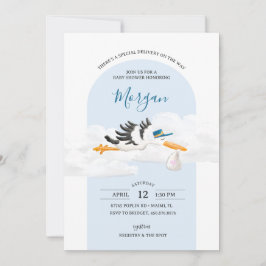 Baby Boy Special Delivery Stork Baby Dusche Einladung