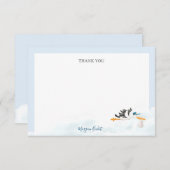 Baby Boy "Special Delivery" Stork Baby Shower Dankeskarte (Vorne/Hinten)