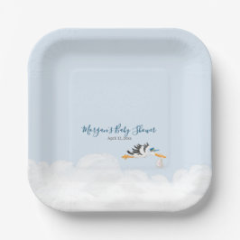 Baby Boy "Special Delivery" Stork Baby Shower Pappteller