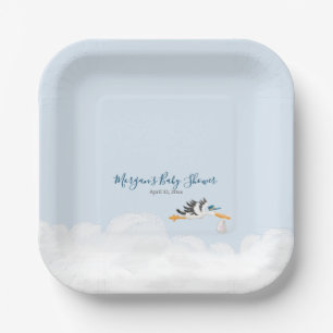 Baby Boy "Special Delivery" Stork Baby Shower Pappteller