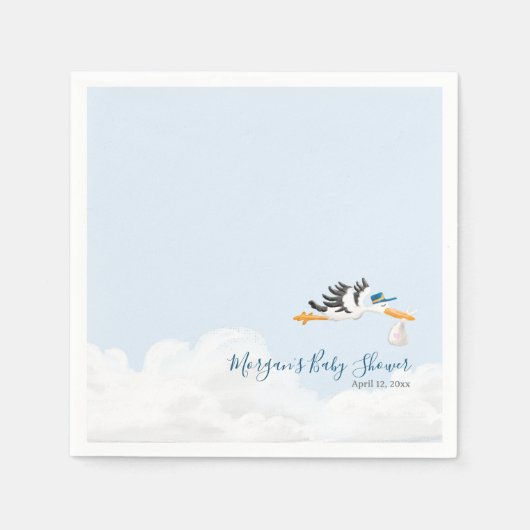 Baby Boy "Special Delivery" Stork Baby Shower Serviette (Vorderseite)