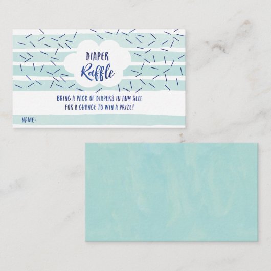 Baby Boy Sprinkle Diaper Raffelkarten - Blau Begleitkarte (Vorne/Hinten)