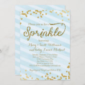 Baby Boy Sprinkle Dusche Einladung blaues Gold (Vorne/Hinten)