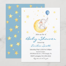 Baby Boy Star Elephant Baby Shower Einladungen