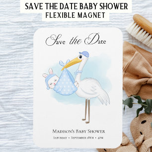 Baby Boy Stork Blue Dusche Speichern Sie das Date  Magnet